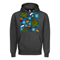 Charcoal Heather christmas trees and bells seamless pattern Zipper Hoodie - BundleAndBundleShop