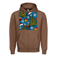 Chestnut christmas trees and bells seamless pattern Zipper Hoodie - BundleAndBundleShop