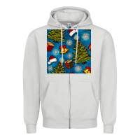 Dove Grey christmas trees and bells seamless pattern Zipper Hoodie - BundleAndBundleShop