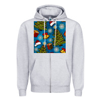 Heather Grey christmas trees and bells seamless pattern Zipper Hoodie - BundleAndBundleShop