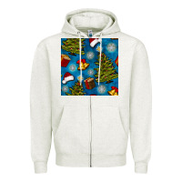 Oatmeal Heather christmas trees and bells seamless pattern Zipper Hoodie - BundleAndBundleShop