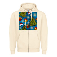 Sandshell christmas trees and bells seamless pattern Zipper Hoodie - BundleAndBundleShop