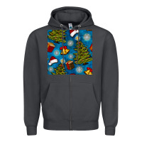Smoke christmas trees and bells seamless pattern Zipper Hoodie - BundleAndBundleShop