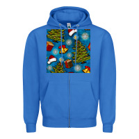 True Royal christmas trees and bells seamless pattern Zipper Hoodie - BundleAndBundleShop