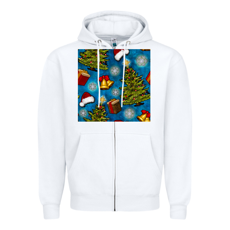 Christmas Trees And Bells Seamless Pattern Zipper Hoodie by BundleAndBundleShop | Teevron