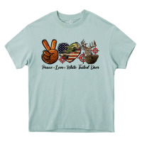 Arona Peace Love White Tailed Deer Heavy Core Tee - LillyAllenDesigns