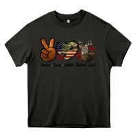 Asphalt Peace Love White Tailed Deer Heavy Core Tee - LillyAllenDesigns