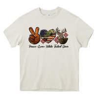 Cream Peace Love White Tailed Deer Heavy Core Tee - LillyAllenDesigns