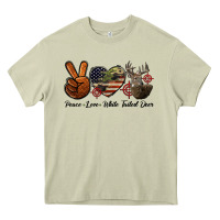 Mossy Peace Love White Tailed Deer Heavy Core Tee - LillyAllenDesigns