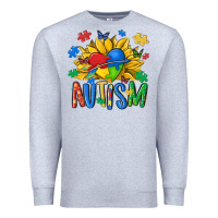 Heather Grey austism sunflower Premium Sweatshirt - MaliasSmallBusiness