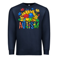 Navy austism sunflower Premium Sweatshirt - MaliasSmallBusiness