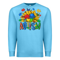 Ocean Blue austism sunflower Premium Sweatshirt - MaliasSmallBusiness