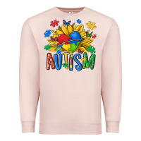 Pale Pink austism sunflower Premium Sweatshirt - MaliasSmallBusiness