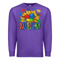 Purple austism sunflower Premium Sweatshirt - MaliasSmallBusiness