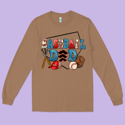 Baseball Dad Long Sleeve Tee Designed By Adodesignshop
