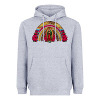 Heather Grey lady of guadalupe rainbow Heavyweight Hoodie - Jasminsmagicworld