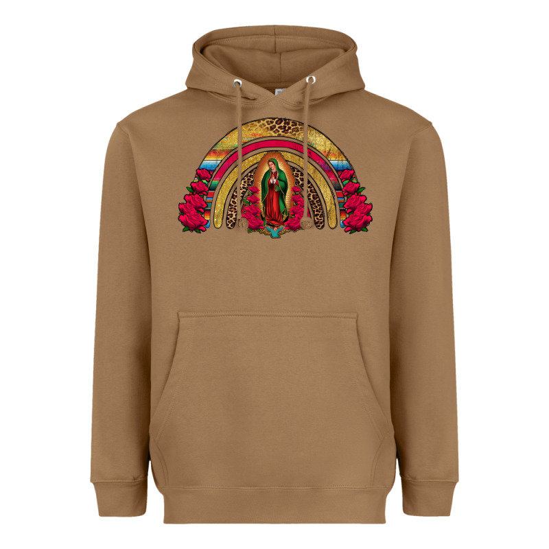 Lady Of Guadalupe Rainbow Heavyweight Hoodie by Jasminsmagicworld | Teevron