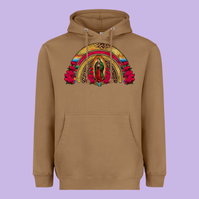 Lady Of Guadalupe Rainbow Heavyweight Hoodie Designed By Jasminsmagicworld