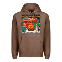Chestnut Merry Christmas with camper van Premium Hoodie - NancyCooperArtShop