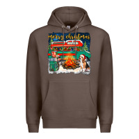 Coffee Merry Christmas with camper van Premium Hoodie - NancyCooperArtShop