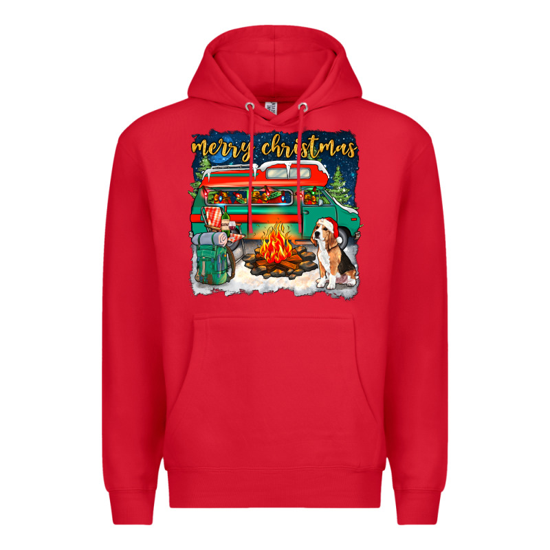Merry Christmas With Camper Van Premium Hoodie by NancyCooperArtShop | Teevron
