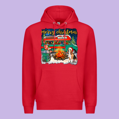 Merry Christmas With Camper Van Premium Hoodie Designed By Nancycooperartshop
