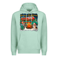 Seafoam Merry Christmas with camper van Premium Hoodie - NancyCooperArtShop