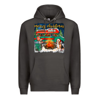 Smoke Merry Christmas with camper van Premium Hoodie - NancyCooperArtShop