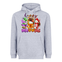 Heather Grey Happy Hallothanksmas coffee cups Heavyweight Hoodie - NancyCooperArtShop