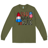 Army Green red white blue Long Sleeve Tee - CowhideDigitalArt