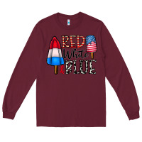 Burgundy red white blue Long Sleeve Tee - CowhideDigitalArt