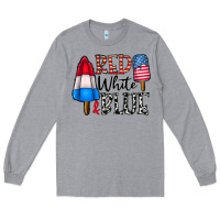 Heather Grey red white blue Long Sleeve Tee - CowhideDigitalArt