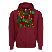 Burgundy christmas trees seamless pattern Zipper Hoodie - BundleAndBundleShop
