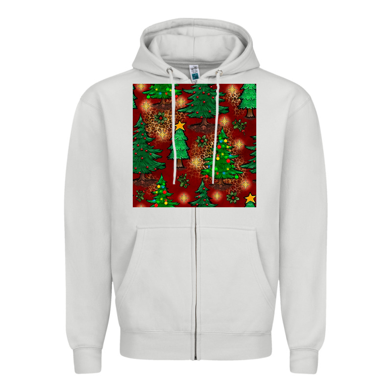 Christmas Trees Seamless Pattern Zipper Hoodie by BundleAndBundleShop | Teevron