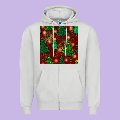 Christmas Trees Seamless Pattern Zipper Hoodie Designed By Bundleandbundleshop