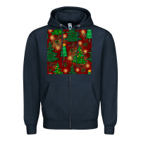 Navy christmas trees seamless pattern Zipper Hoodie - BundleAndBundleShop