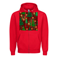 Red christmas trees seamless pattern Zipper Hoodie - BundleAndBundleShop