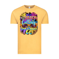 Vintage Mustard the beach is calling and i must go Vintage Tee - BarkalooDesign