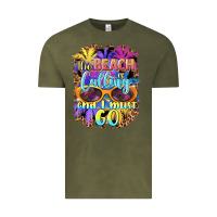 Vintage Olive the beach is calling and i must go Vintage Tee - BarkalooDesign