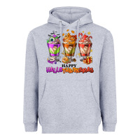 Heather Grey Happy Hallothanksmas coffee cups Heavyweight Hoodie - NancyCooperArtShop
