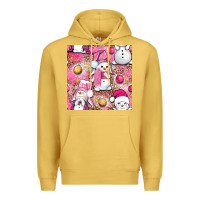 Antique Gold Pink Christmas cute snowman Premium Hoodie - NancyCooperArtShop