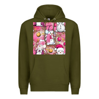 Army Green Pink Christmas cute snowman Premium Hoodie - NancyCooperArtShop