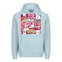 Blue Mist Pink Christmas cute snowman Premium Hoodie - NancyCooperArtShop