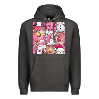 Charcoal Heather Pink Christmas cute snowman Premium Hoodie - NancyCooperArtShop
