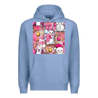 Colony Blue Pink Christmas cute snowman Premium Hoodie - NancyCooperArtShop