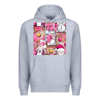 Heather Grey Pink Christmas cute snowman Premium Hoodie - NancyCooperArtShop