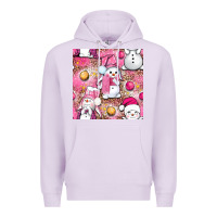 Lilac Pink Christmas cute snowman Premium Hoodie - NancyCooperArtShop