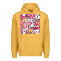 Mustard Pink Christmas cute snowman Premium Hoodie - NancyCooperArtShop