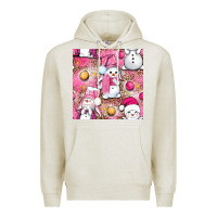 Oatmeal Heather Pink Christmas cute snowman Premium Hoodie - NancyCooperArtShop