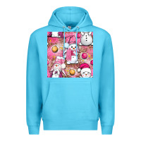 Ocean Blue Pink Christmas cute snowman Premium Hoodie - NancyCooperArtShop